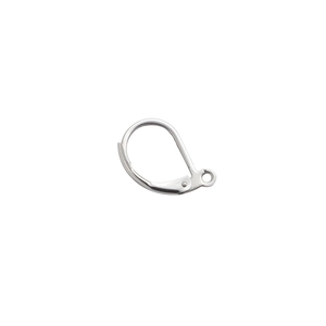 Close-up of a silver stainless steel lever back French ear hook for DIY jewelry making