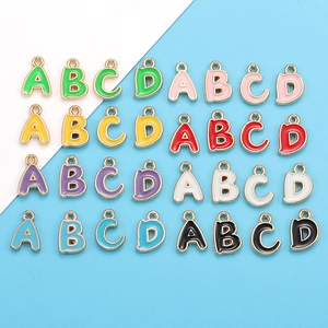 Enamel Alphabet Letter Charms Zinc Alloy Colorful Pendants For DIY Jewelry Making Bracelet Necklace Accessories