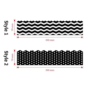 Polka dot and wavy pattern bulletin board borders, 300x70mm decorative stickers