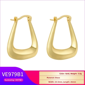 Detailed specs of triangle gold hollow earrings made of brass with 23.5mm by 26mm size