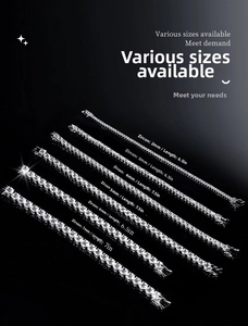 Detailed chart showing silver tennis bracelet zircon sizes from 2mm to 7mm with lengths