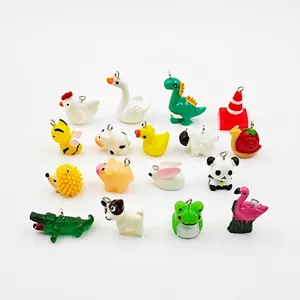 Set of 16 colorful acrylic animal charms including ducks and bears for DIY jewelry making