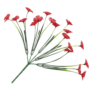 Vibrant artificial red violet flower bouquet for wedding and home decor on white background