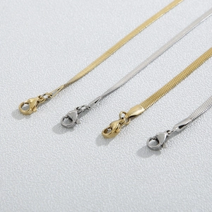 Sleek gold and silver flat snake bone chain necklaces with secure lobster clasps