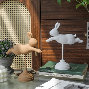 Statuina Coniglio In Legno Creativa Nordica Scultura Animale Da Scrivania Per Decorazione Casa Ufficio Ornamento Moderno