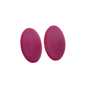 Minimalist fuchsia oval drop earrings with elegant fold design and smooth texture