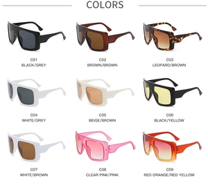 Oversized flat top sunglasses available in nine colors including black tea and leopard