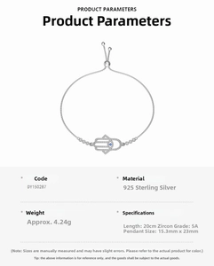 Detail of S925 sterling silver Hamsa Hand bracelet with adjustable slider and blue zircon