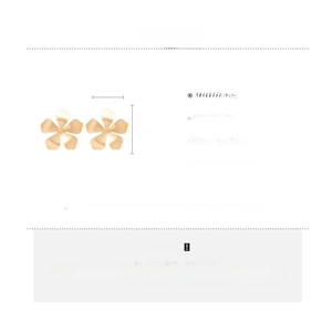 Detailed specs for matte gold flower stud earrings in iron with size and weight details