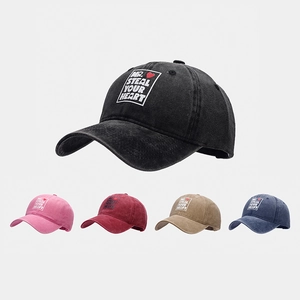 Baseball Cap Washed Cotton MR STEAL YOUR HEART Letter Print Heart Graphic Adjustable Retro Sun Hat For Men Women