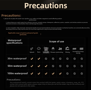 Waterproof rating guide and maintenance instructions for sport mechanical watches