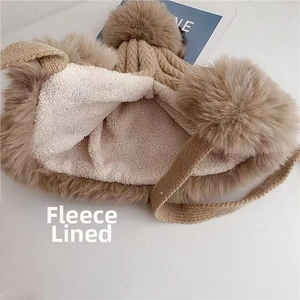 Detail of warm winter hat showing thick inner fleece lining for extra thermal protection