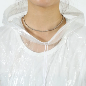 Extra-long thickened white transparent poncho with hood and elastic cuffs for adults