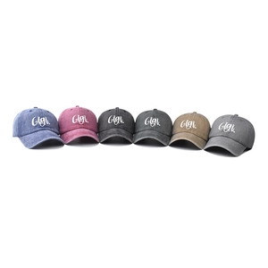 Sechs Farben gewaschene Baumwoll-Basecaps mit Gigi-Stickerei im Vintage-Retro-Stil
