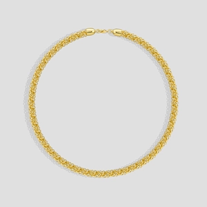 Korean Minimalist Copper 18K Gold Plated Woven Torc Necklace For Women Simple Circle Choker Fashion Jewelry Versatile Plain Chain