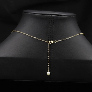 Golden natural pearl necklace with elk pendant featuring lobster clasp and extender chain