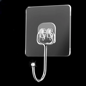 Extra Large Strong Adhesive Wall Hooks Transparent No Drill Heavy Duty Stainless Steel Hooks For Kitchen Bathroom Door