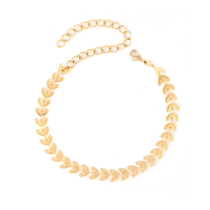 Gold leaf link bracelet with detailed textures and adjustable lobster clasp closure