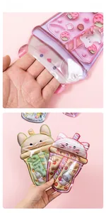 Detail view of cute cartoon animal shaped resealable bags for jewelry and snacks