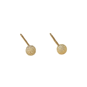 Minimalist gold textured sphere stud earrings with matte finish and ball design for women