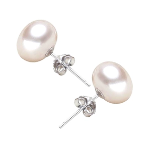 Freshwater Pearl Stud Earrings With 925 Sterling Silver Earring Post Round Minimalist Elegant Jewelry For Women