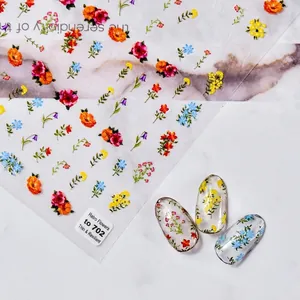 Retro Floral Pattern Nail Art Stickers Ultra Thin Flexible Self Adhesive DIY Manicure Decoration For Elegant Fingernails