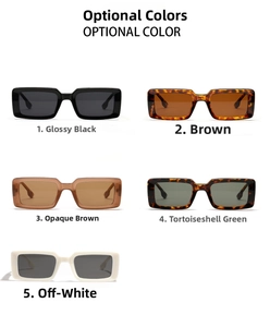 Optional colors of vintage rectangular sunglasses in tortoiseshell and neutral tones