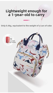 Ultralight 0.4kg diaper backpack with stylish print and spacious insulated compartments