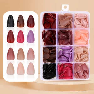 360 Pièces 12 Couleurs Faux Ongles Ensemble Forme d'Amande Finition Brillante Couleur Unie ABS Ongles Artificiels Avec Boîte pour Femme