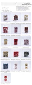 Detailed grid of multicolored PVC Christmas balls in 3cm, 5cm, and 6cm sizes