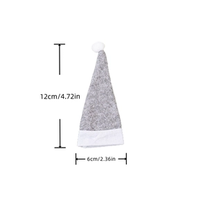 Mini bonnet de Noël gris pour bouteille, dimensions 12cm de hauteur et 6cm de largeur