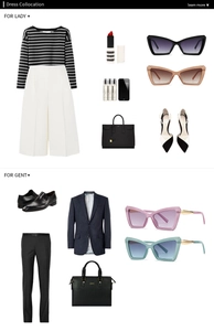 Fashion lookbook styling guide with cat-eye sunglasses for men and women outfits