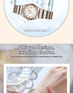 Waterproof quartz watch with luminous dial and sparkling crystal bezel for women