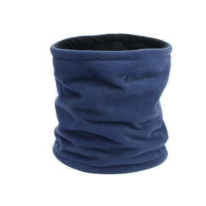 Thick navy blue fleece neck warmer for skiing and outdoor sports with brand logo embroidery