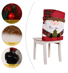 Detailed view of Santa Claus chair cover with fleece fabric and 3D beard ornament