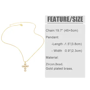 Tabella delle taglie per collana a croce placcata oro con perle e dettagli in zircone