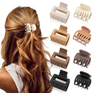Matte Square Hollow Hair Claw Clip Geometric Non-Slip Resin Hair Clips For Women Girls Elegant Daily Headwear Accessories