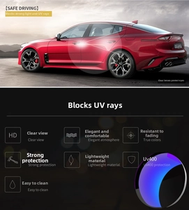 Detailed view of UV400 cycling sunglasses showing HD lens and anti-glare car window film features
