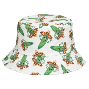 Chapeau bob d'extérieur avec imprimé concombre sur coton blanc pour protection solaire