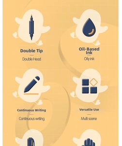 Dual-tip permanent marker with oil-based ink design for smooth drawing and marking