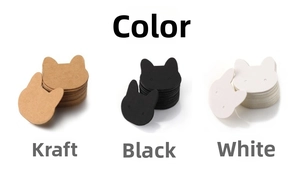 Cat-shaped earring display cards in kraft, black and white colors with pre-punched holes