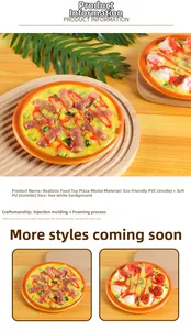 Macro detail of artificial pizza model showing realistic PU material and veggie toppings
