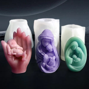 Moules en silicone 3D pour bougies bébé et mère avec motifs en relief en résine