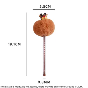 Christmas reindeer plush ball ballpoint pen with transparent polka dot barrel for students