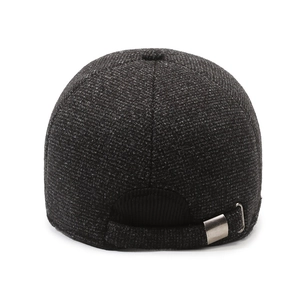 Deep grey winter baseball cap for men with adjustable metal buckle and warm textured fabric