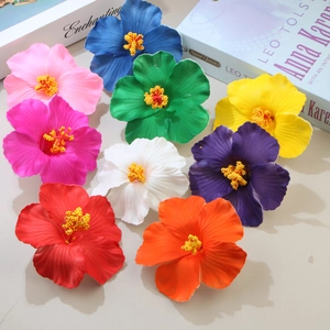 Set of 8 colorful hibiscus flower hair clips for seaside vacations and beach styling