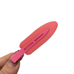 Matte pink duckbill hair clip for makeup styling in candy color jelly finish