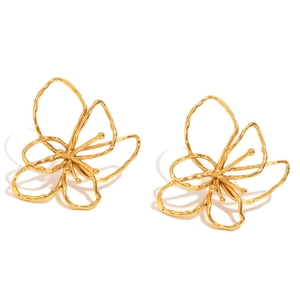 Orecchini a fiore traforati in acciaio inossidabile placcati oro 18 carati