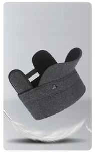 Detail of dark grey winter hat featuring heat storage 3D cut and metal logo