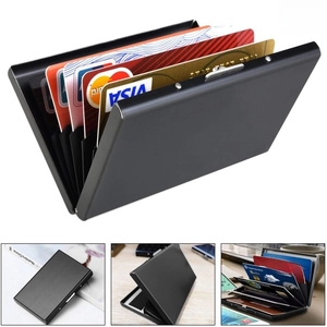 Stainless Steel RFID Blocking Credit Card Holder Metal Slim Wallet Business Card Case For Men Women Matte Finish Minimalist